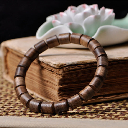 Agarwood Barrel Bead Bracelet Wooden Bracelet Men And Women Black Oil Old Material