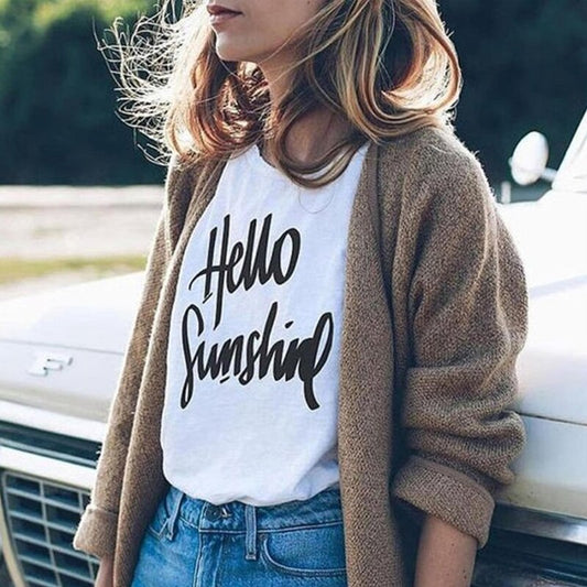 Hello sunshine short sleeve men and women T-shirt multicolor