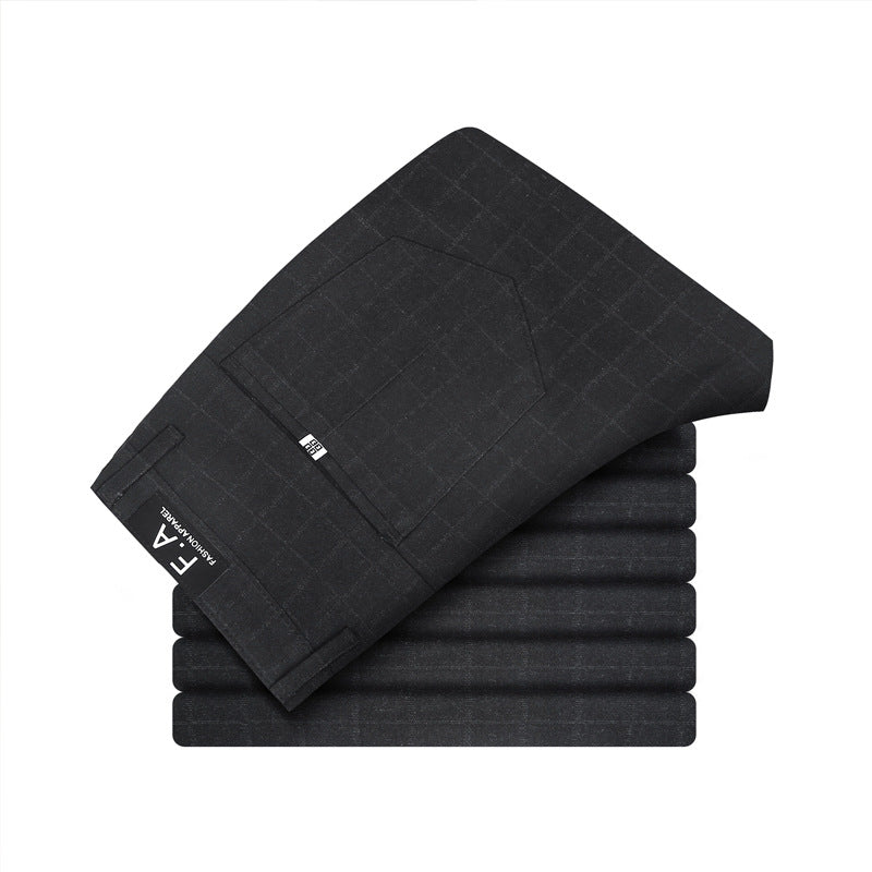 Trendy Stretch Dark Plaid Casual Pants Men