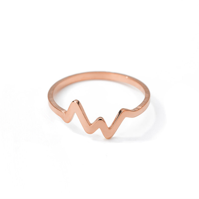 Electrocardiogram Stainless Steel Ring Women