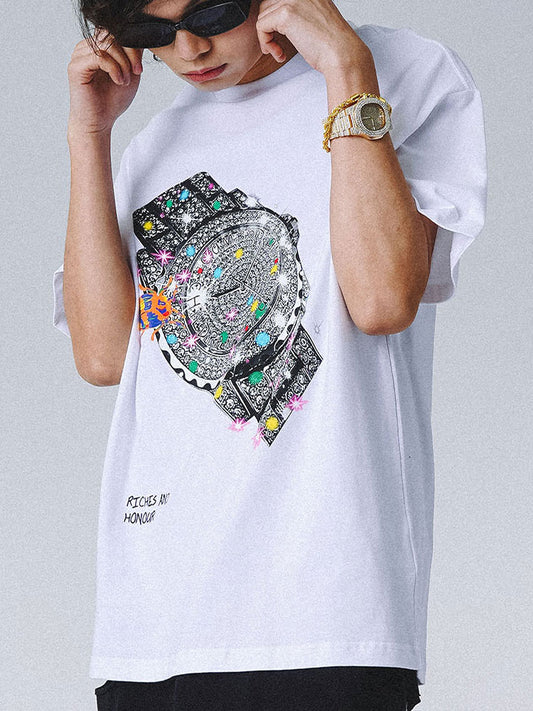Watch Print Short-sleeved T-shirt Men