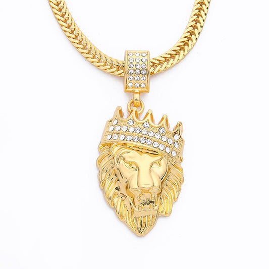 Men Lion Head Pendant Necklace