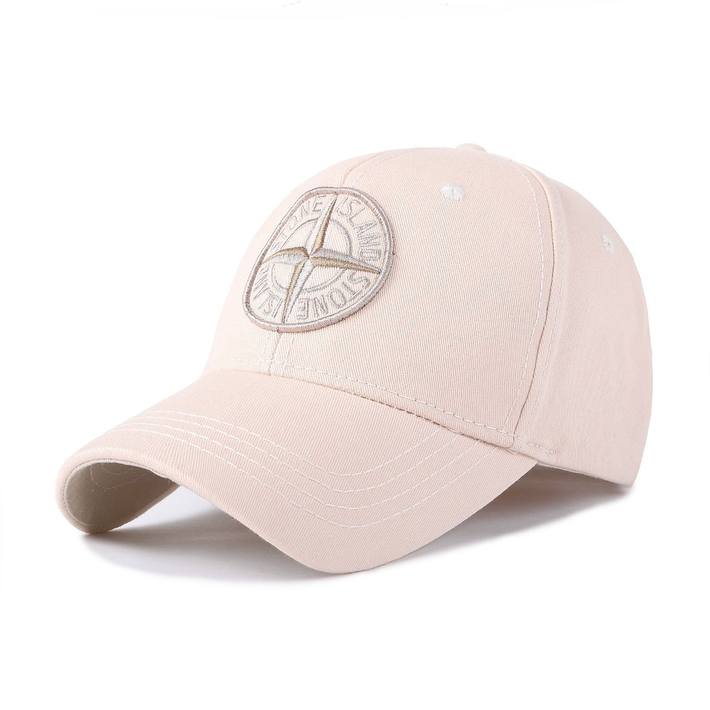 Casual cross-embroidered peaked cap