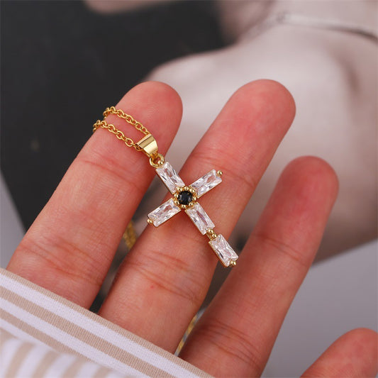 Zircon Cross Necklace Women
