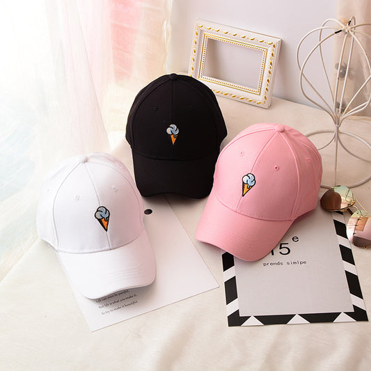 Hat Korean Version Of The Soft Sister Children's Ice Cream Bend Along The Baseball Tide Casual Men's Spring And Summer Caps Sun Hat