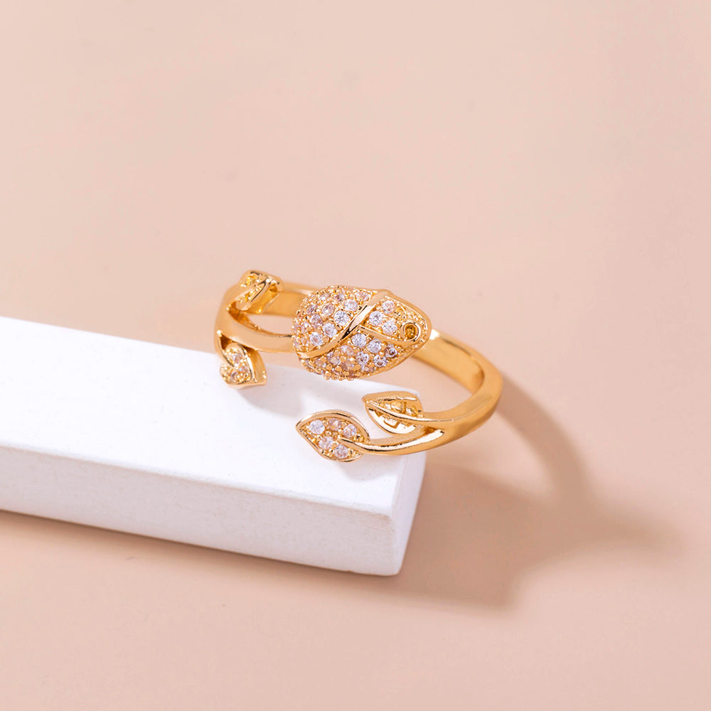 Romantic Rose Zircon Ring, micro-inlaid flower gem ring, open ring accessories for women