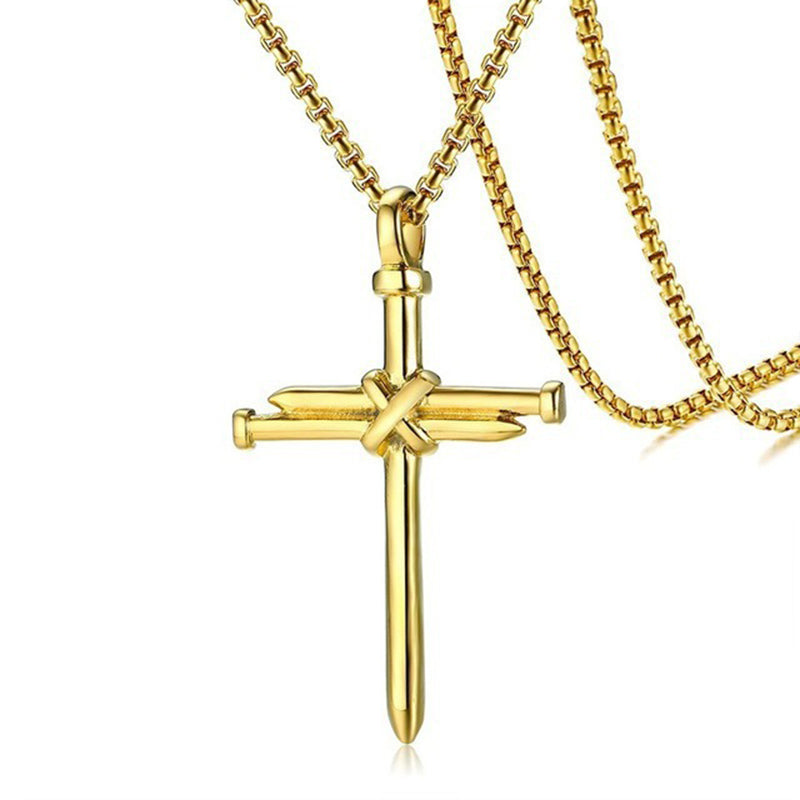 Hip Hop Stainless Steel Nail Cross Pendant Men Necklace