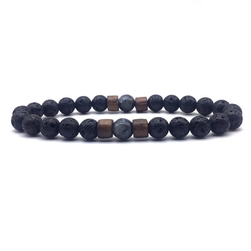 2022 new trendy bead bracelet men handmade vintage strand round lava stone bracelet for men jewelry gift
