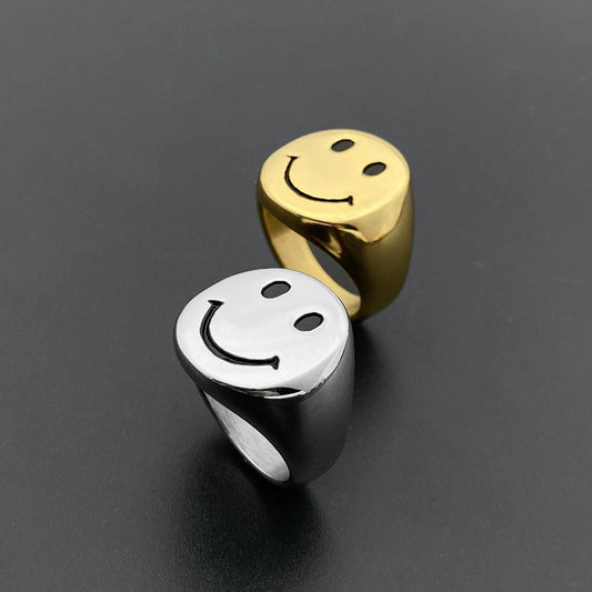 Personalized All-Match Smiley Ring Men and Women Titanium Steel Ring