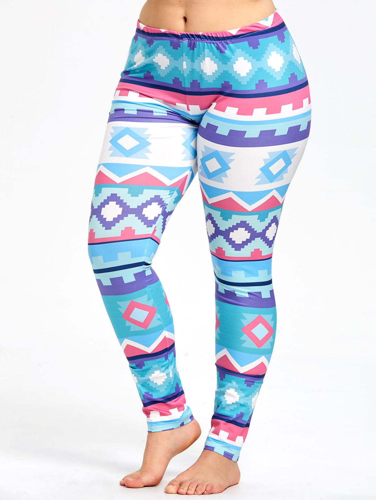 New plaid digital 3D printing large size leggings