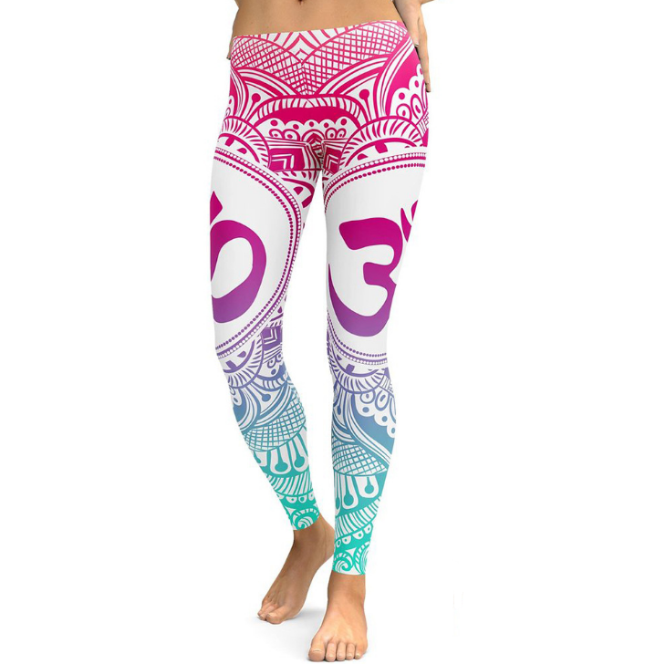 JIGERJOGER 2021 new blue decolorization Mandala leggings women plus size XL Athletic Yoga Leggings Running fitness workout pants