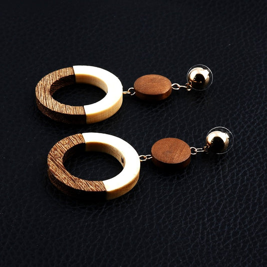 Vintage wooden wood earrings