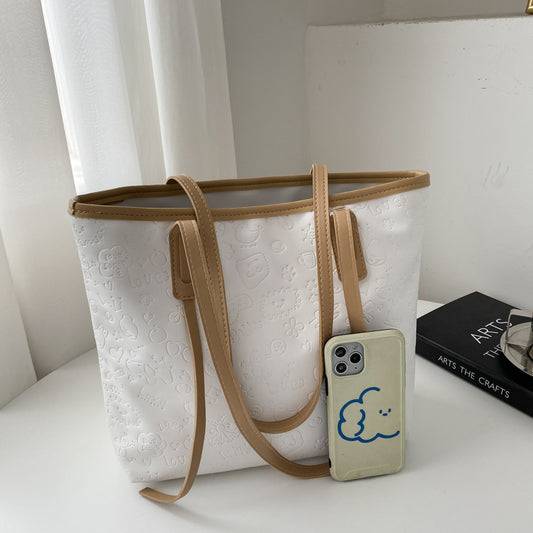 Ladies Large-capacity Soft Leather Portable Student Casual Tote Bag