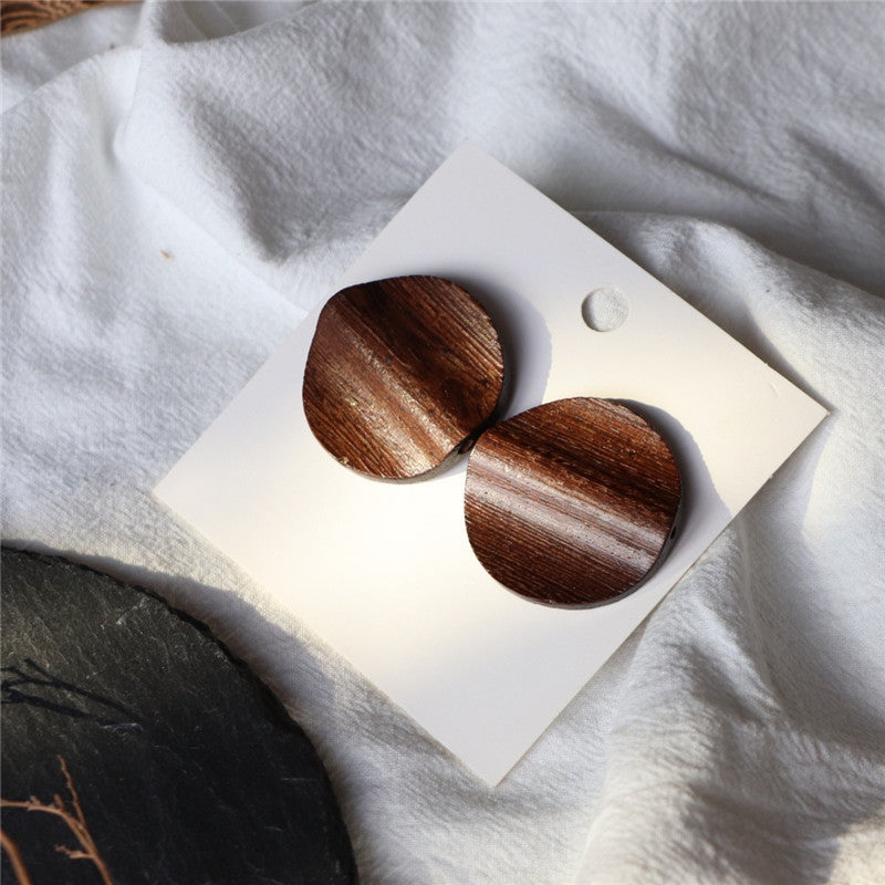 Wooden Earrings Wavy Retro All-match Earrings