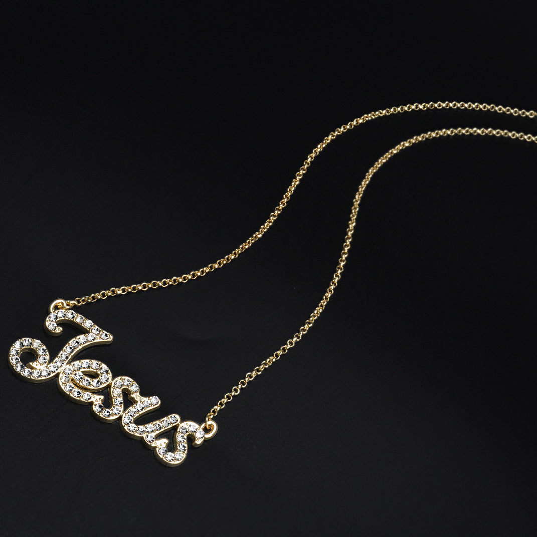 Letter Crystal Women Full Diamond Necklace