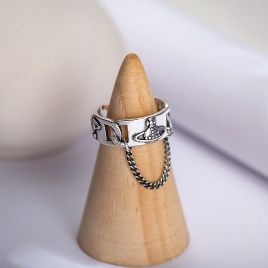 Saturn Woven Chain Adjustable Ring Women
