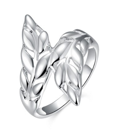 Silver Feather Ring for Women Leaves