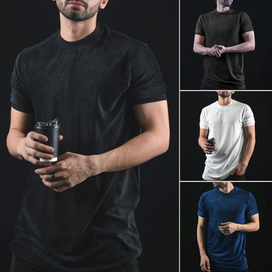 Casual Round Neck Half Sleeve T-shirt British Men's Tight Bottoming Shirt Men