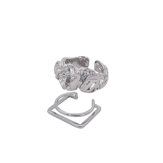 Korean Silver Fold Index Finger Ring Women