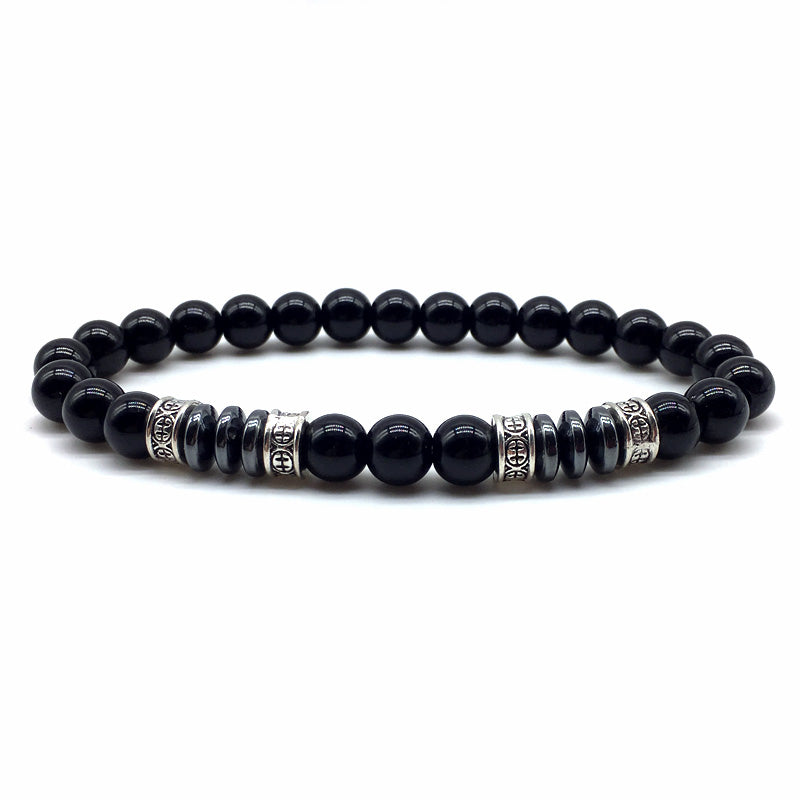 new fashion round tube men bracelet 8mm simple tiger eye stone hematite beaded bracelet for men jewelry gift