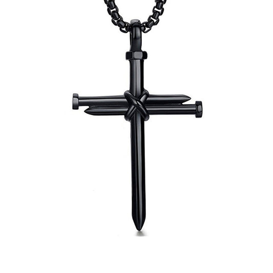 Hip Hop Stainless Steel Nail Cross Pendant Men Necklace