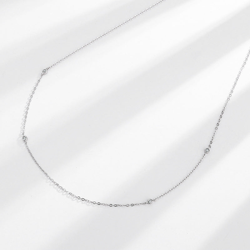 Sterling Silver Zircon Clavicle Chain Women