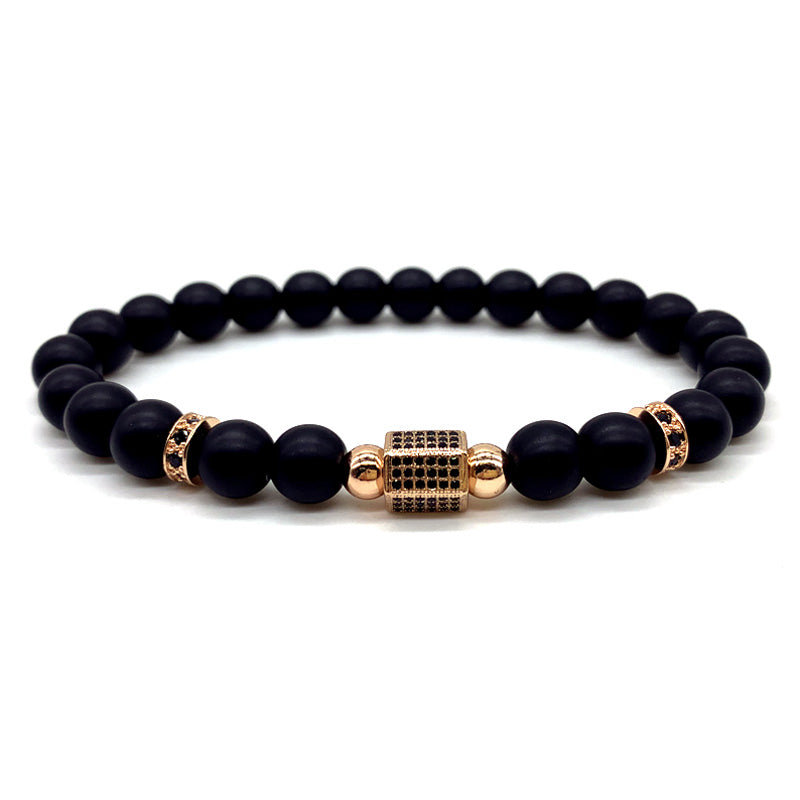 new fashion tube charm bracelet men temperament pave CZ matte beaded bracelet for men jewelry gift