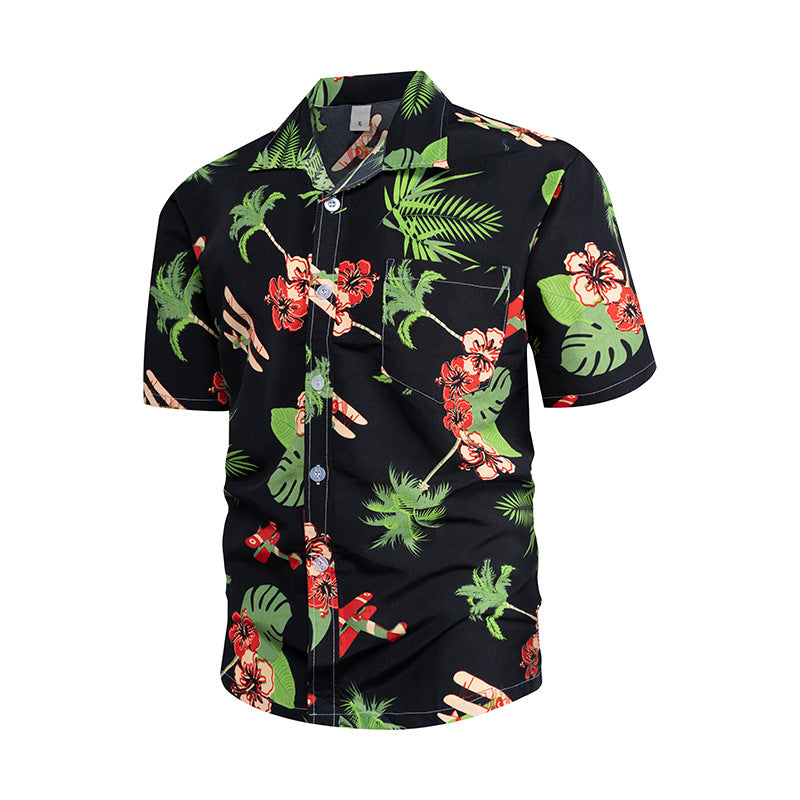 Floral Sleeve Shirt Trendy And Handsome Beach Lining