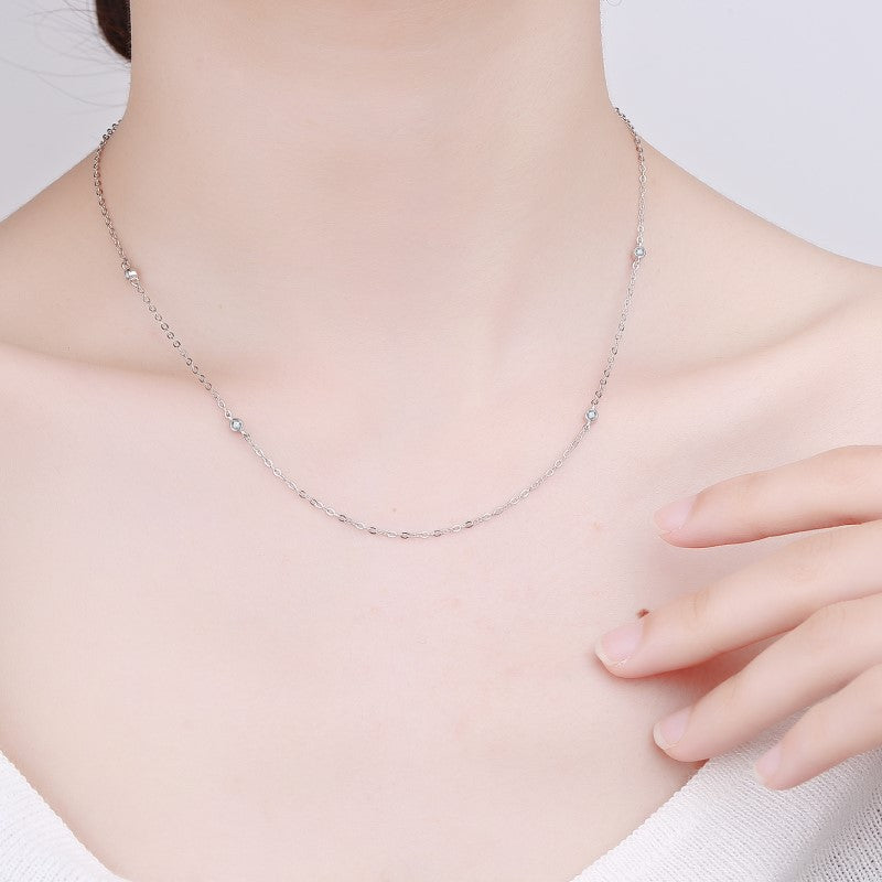 Sterling Silver Zircon Clavicle Chain Women