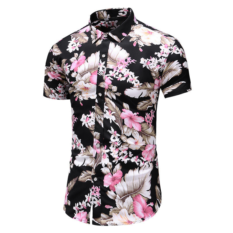 Summer Men's Short-sleeved Floral Shirt Fashion Casual Printing Plus Size Shirt For Men