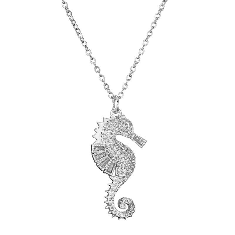 Zircon Seahorse Pendant Fashion Necklace Women