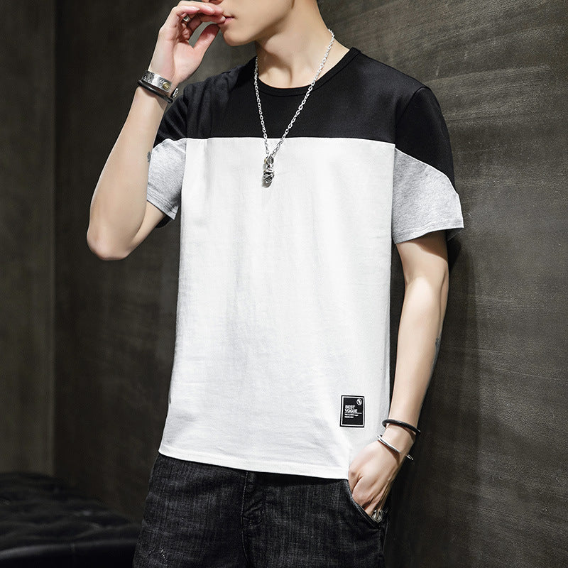 Men's stitching loose casual T-shirt
