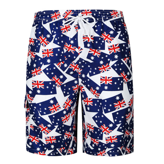 Flag printed beach pants five pants casual shorts