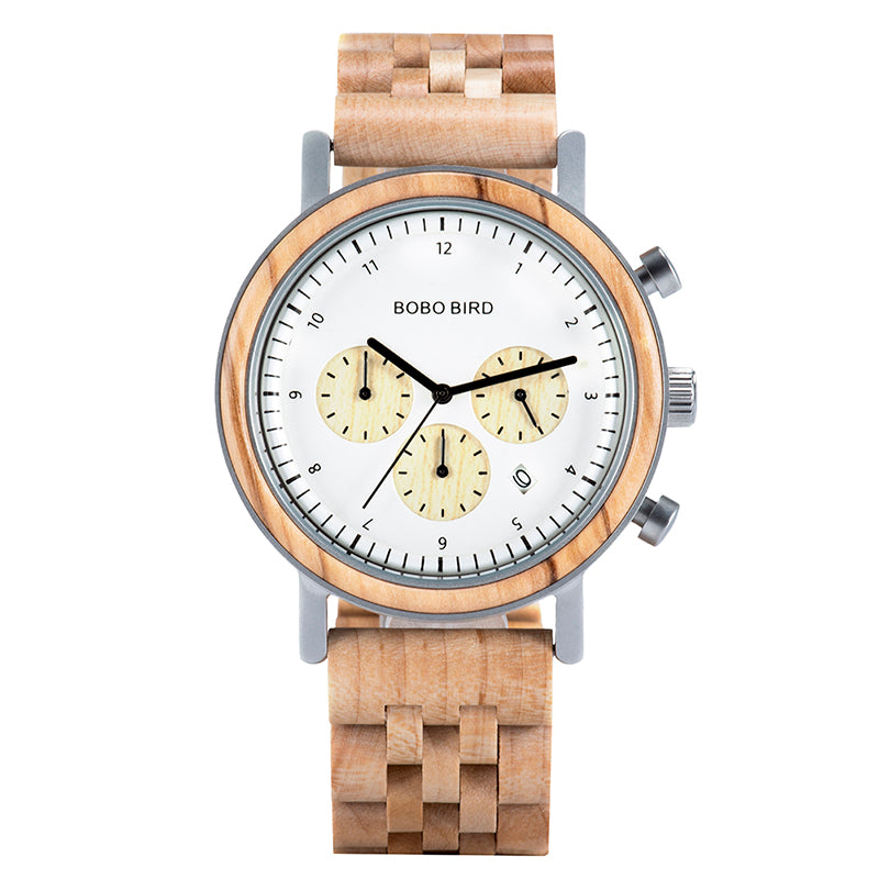 three-eyed six-pin wooden watch