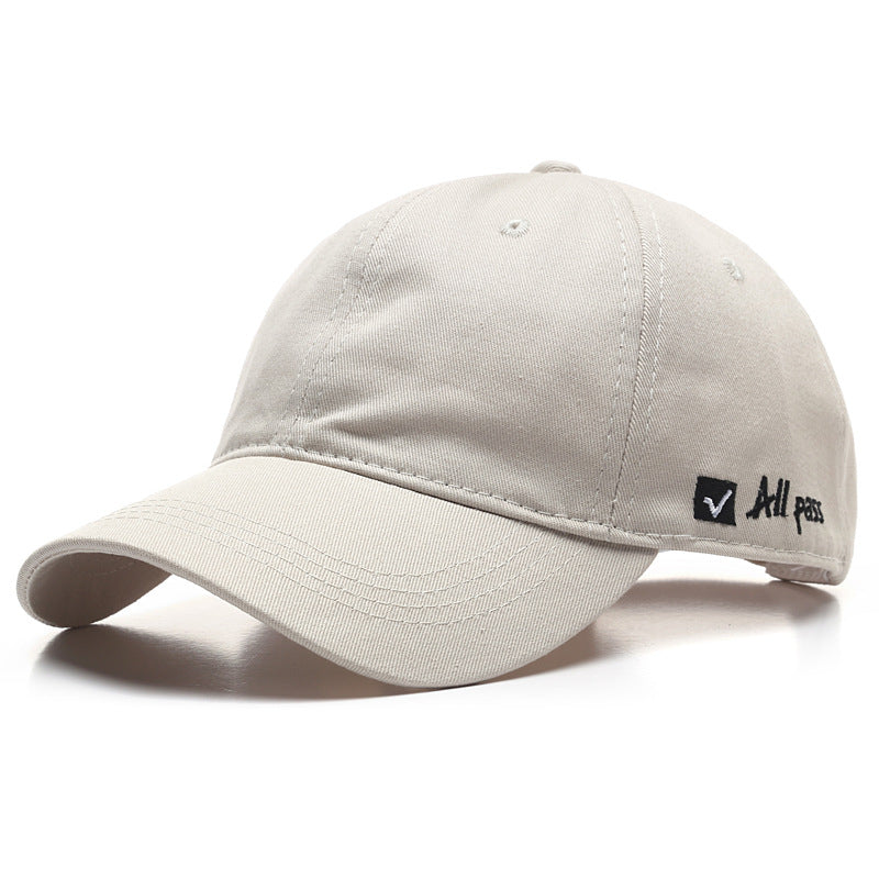 Soft top cap with side letter embroidery