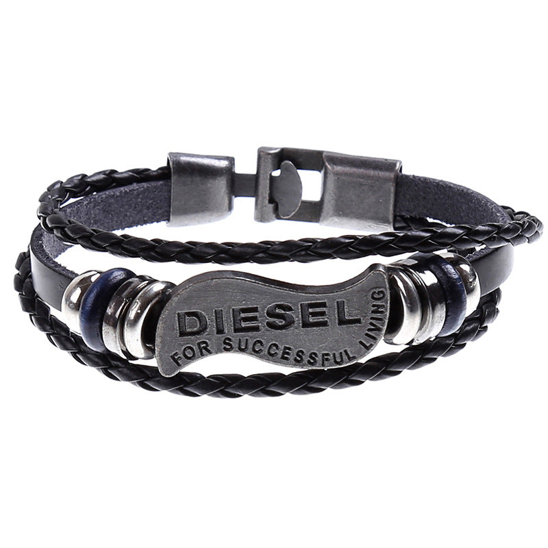 Men and women alloy leather bracelet