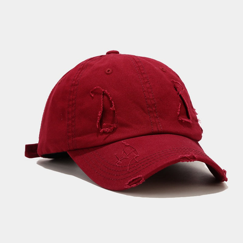 Frayed Washed Baseball Cap Casual Retro Sunshade Cap