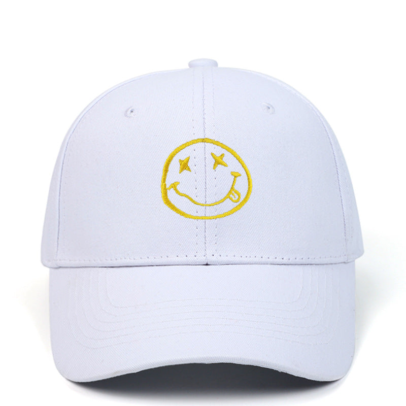 Cartoon smiley embroidered cotton baseball cap