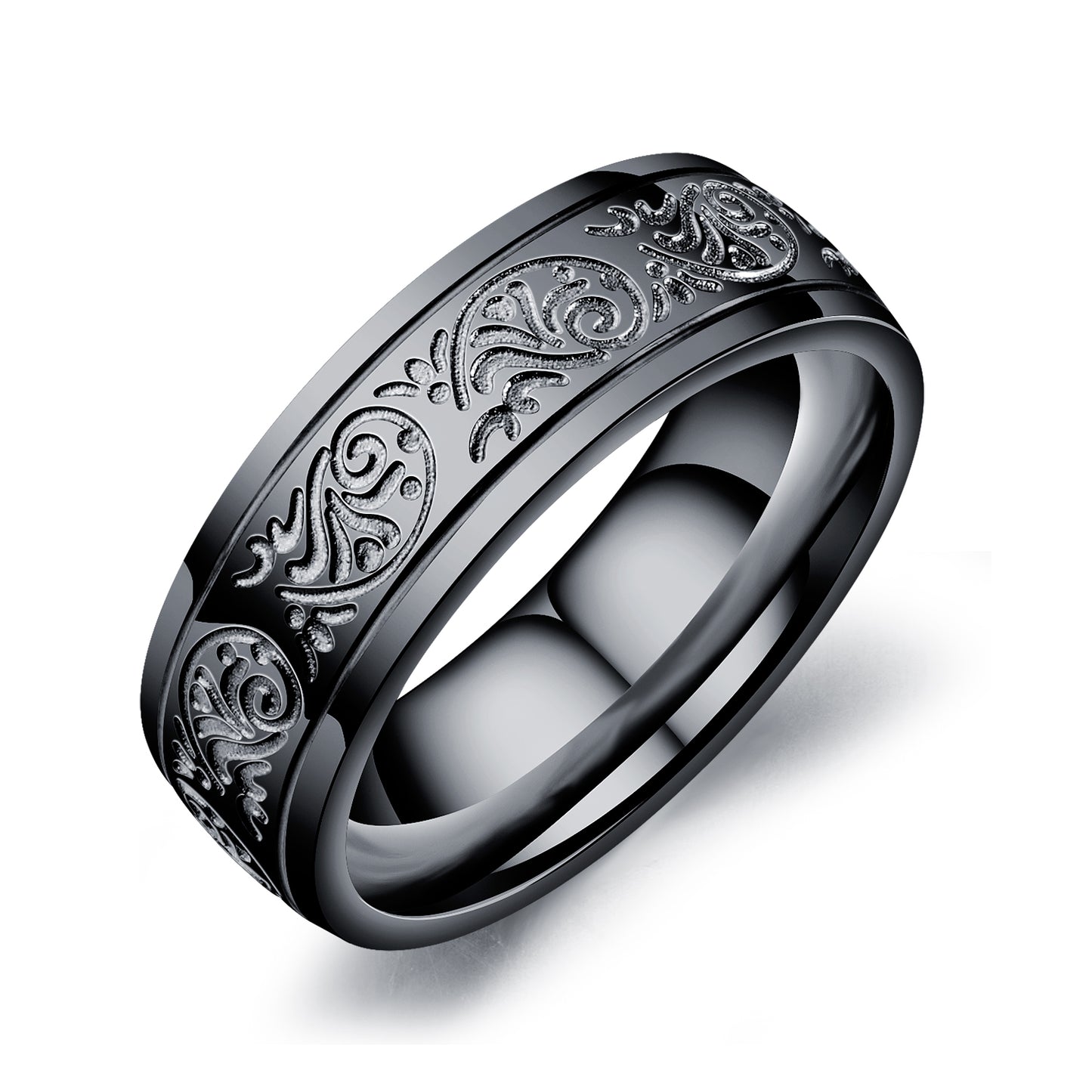 Vintage pattern titanium steel ring men