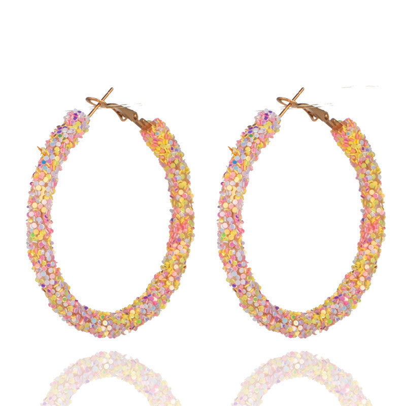 Large earrings sequin women earrings