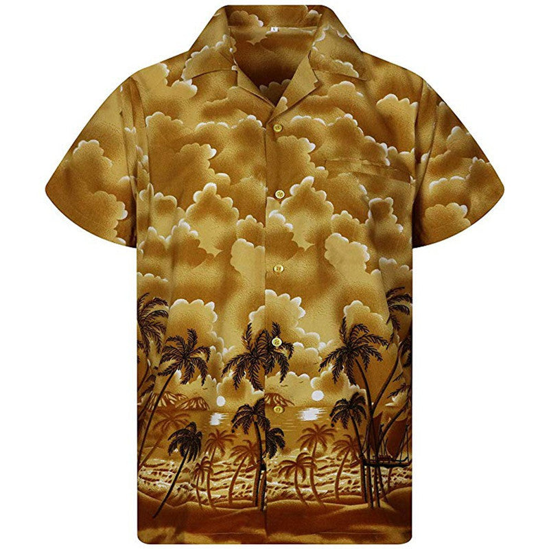 Men's Short Sleeve Shirt T-shirt Loose Top Beach Hawaiian Floral Top Summer