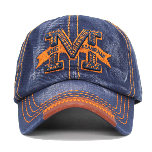 Embroidered letter M denim baseball cap