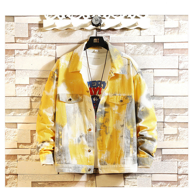 Camouflage color denim jacket men