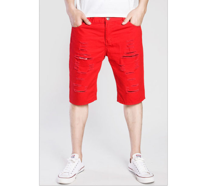 Men's casual hole washed shorts