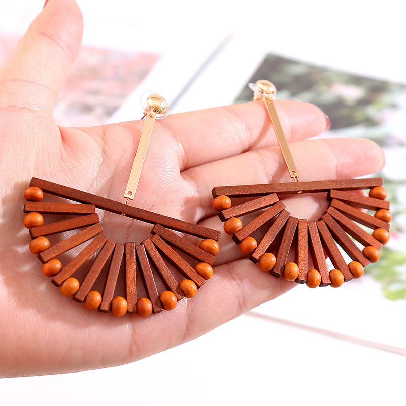 Handmade wooden beads geometric earrings