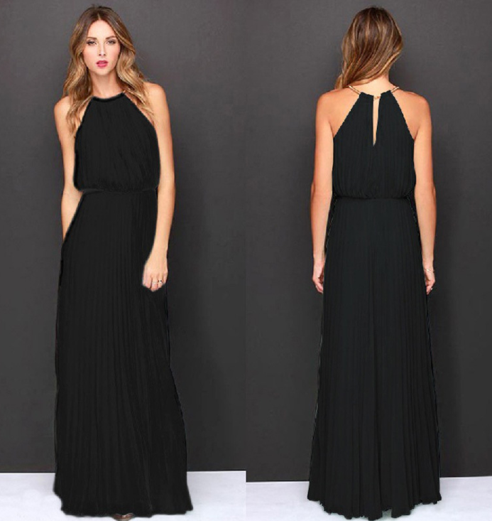 Women  Halter Chiffon Maxi Dress