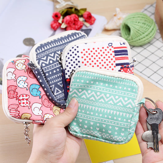 Canvas Coin Purse Cartoon Creative Cloth Storage Bag Sanitary Cotton Bag Aunt Bag Handheld Portable Women Wallet