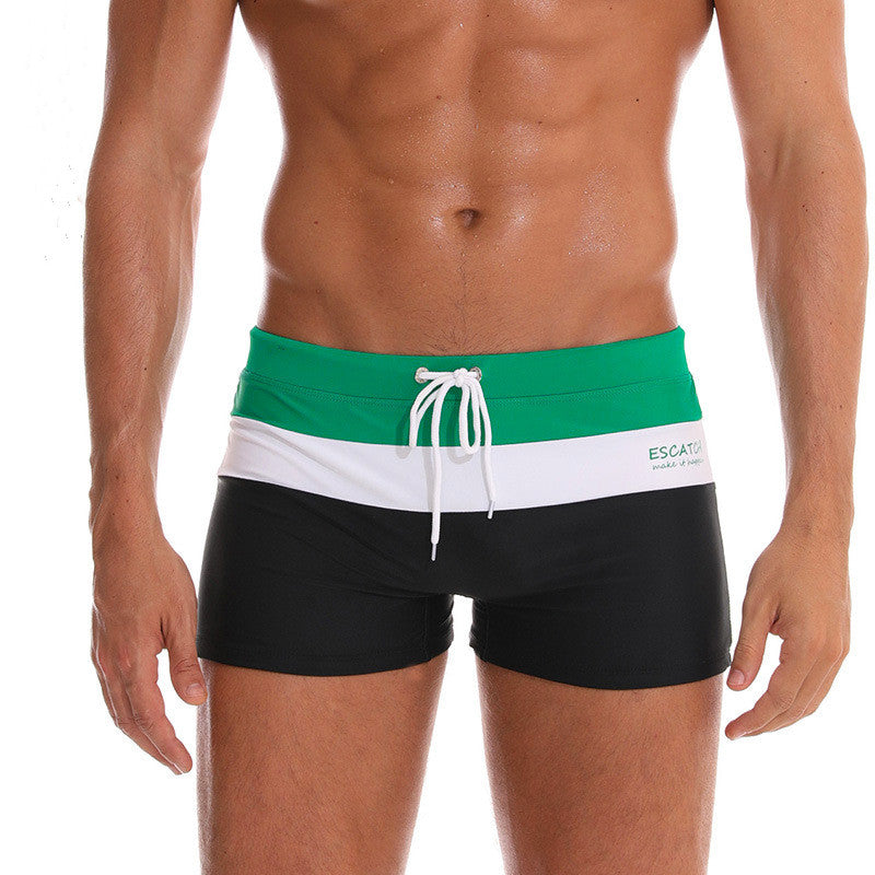 Tri-color stitching contrast beach shorts