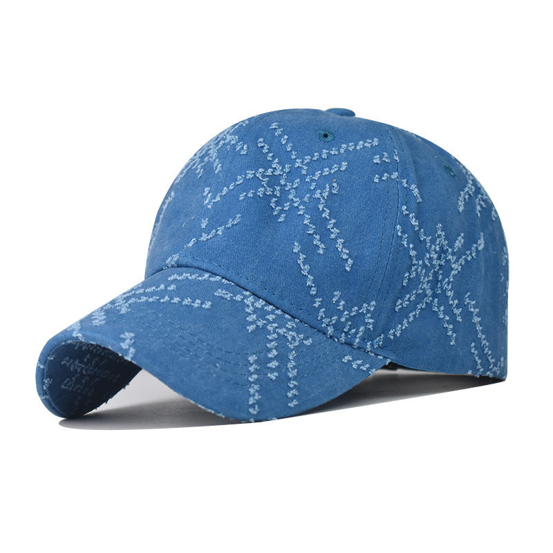 Fashion Washed Cotton Denim Baseball Cap With Holes