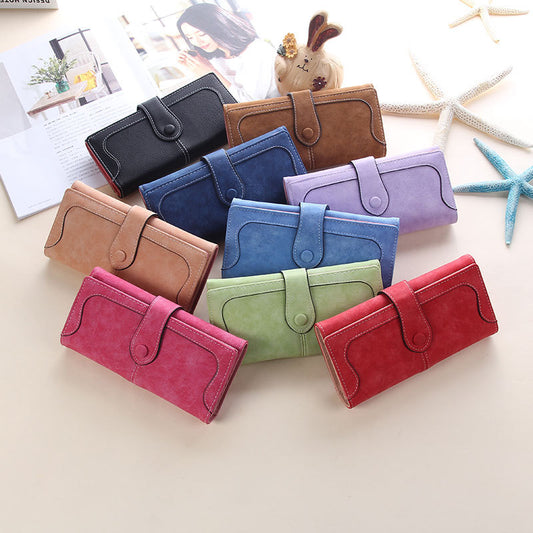 Women's Long Wallet retro grinding stitching